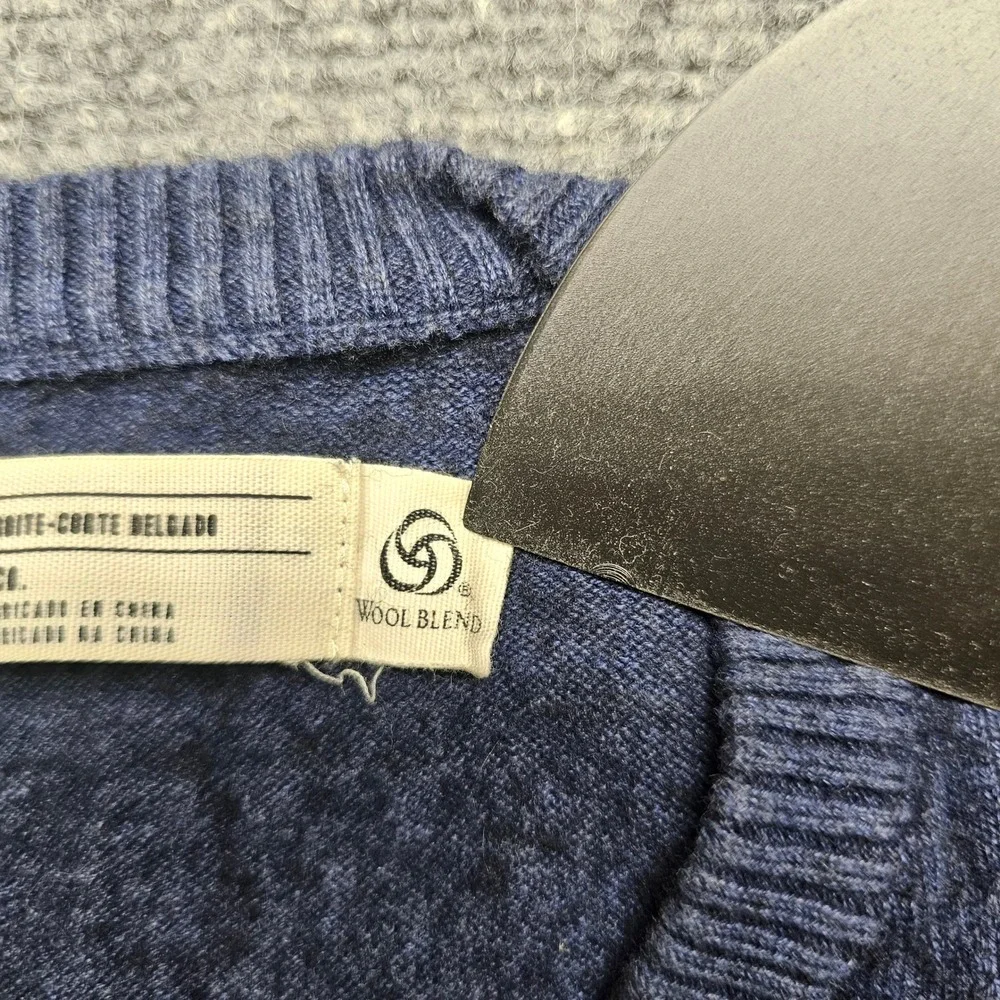 Levis Mens Slim Fit V-Neck Sweater Blue Striped Wool Blend L S37173-472 F2